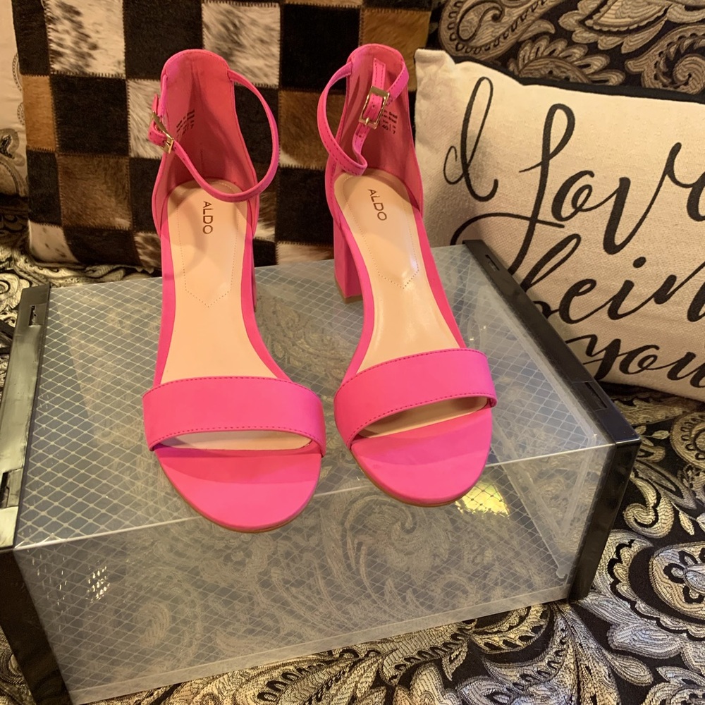 ALDO “Villarosa” hot pink ankle strap sandals